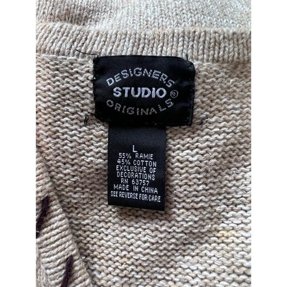 Designers Studio Vintage FALL Sweater Vest Maple Tree Acorn Applique NWT - Picture 8 of 8